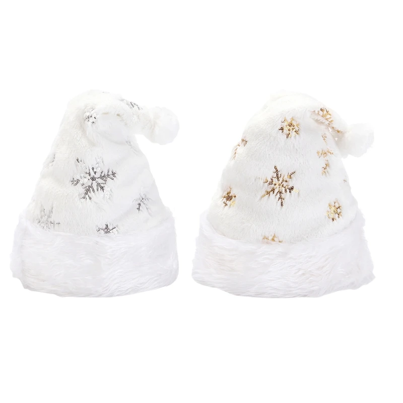 2023 New Santa Hat Christmas Plush Hat Soft Cozy White Hat for Hotel Festival Family Gathering Costumes Party Favor Xmas Dressup