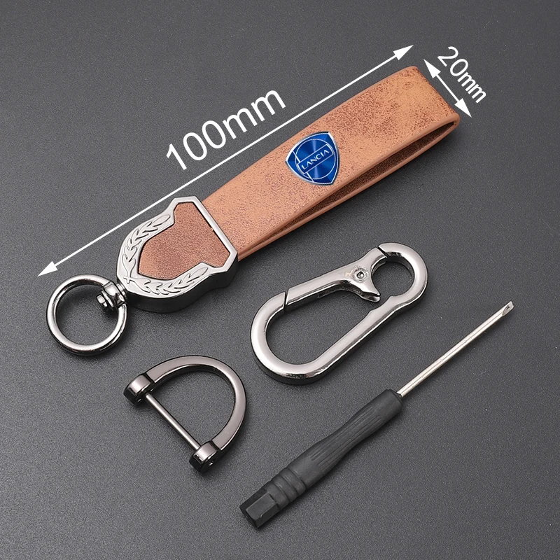 Premium leather Ultra-clear printing Metal fob key chain For LANCIA Accessories