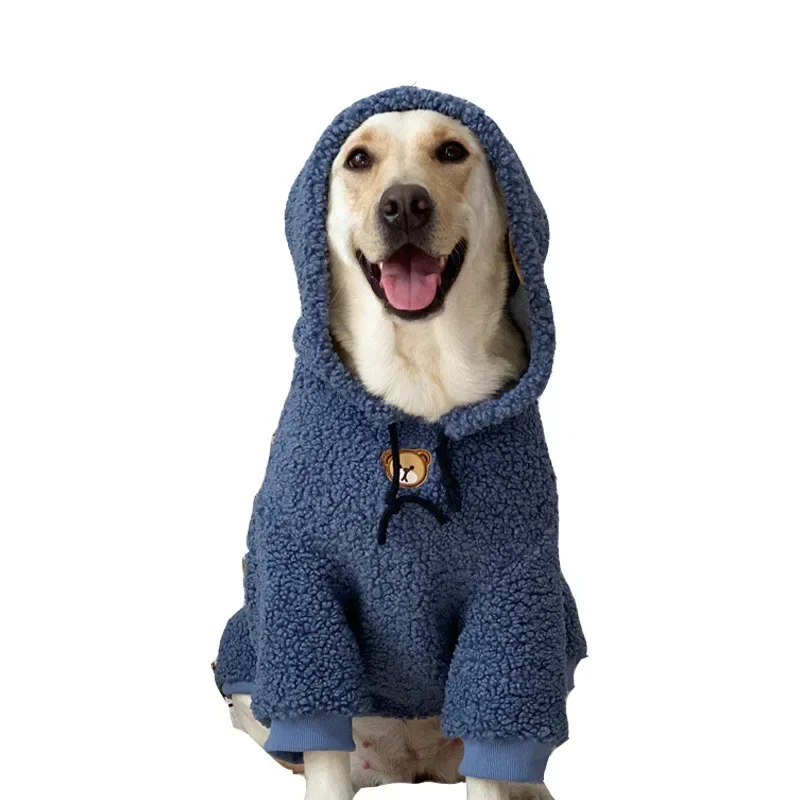 Dog Hoodie Jacket Winter Warm Pet Clothes for Medium Large Dogs Fleece Dog Jacket with Hat Cute Plain Dog Winter Thick Clothes