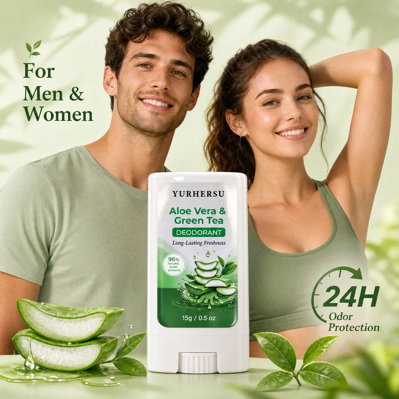 Aloe Vera Green Tea Deodorant Stick 15g Natural Long Lasting Freshness Gentle for Sensitive Skin