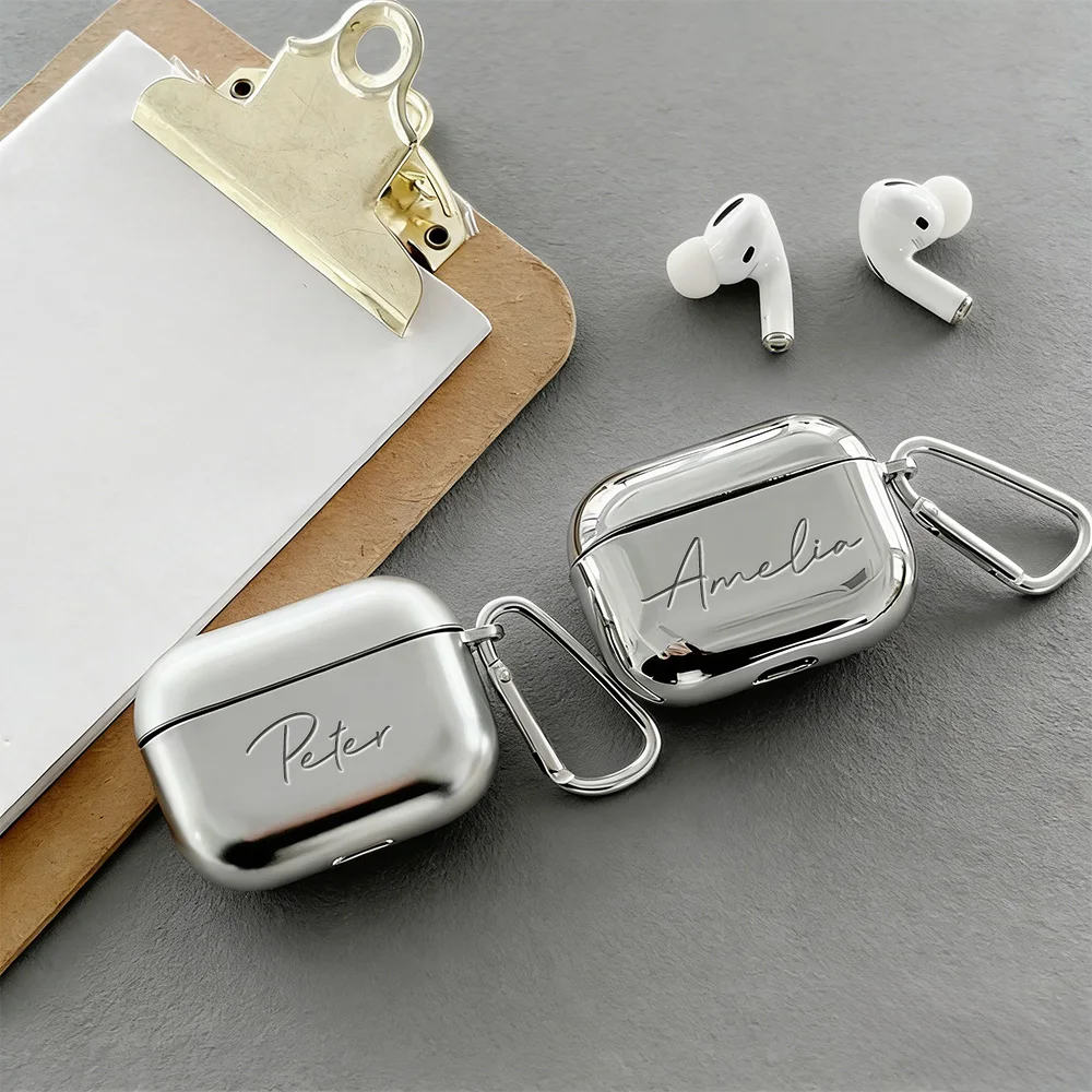 Personalized Customizable Laser Engraving Name Compatible With Airpods 1 2 3 4 Pro Pro2 Pro3 Soft TPU PC Earphone Case