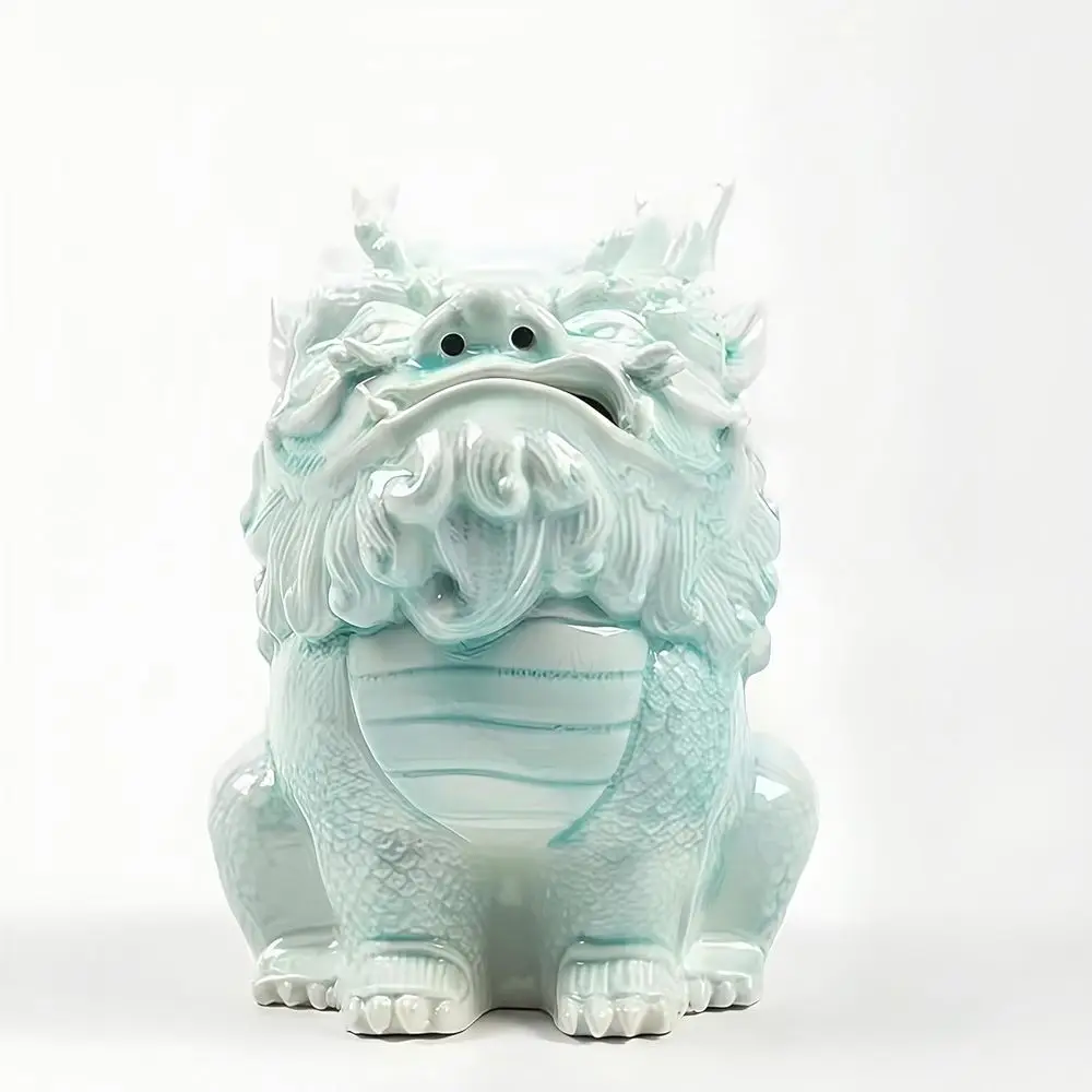 

Сине-белая фарфоровая курильница Пиксиу - ручная резьба в стиле династии Сун, декор для привлечения богатства по энг-шуй, украшение для чайной церемонии (голубой, L)