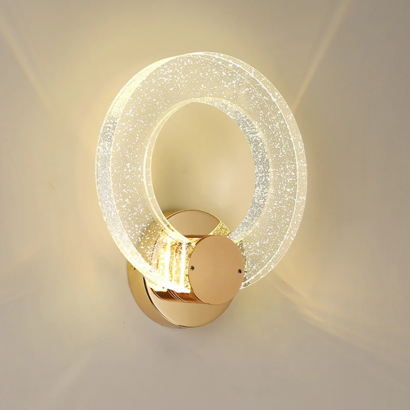 Luxury Circle Crystal Wall Lamp Modern Minimalist Bedroom Bedside Living Room Background Creative Minimalist Aisle Led Lighting
