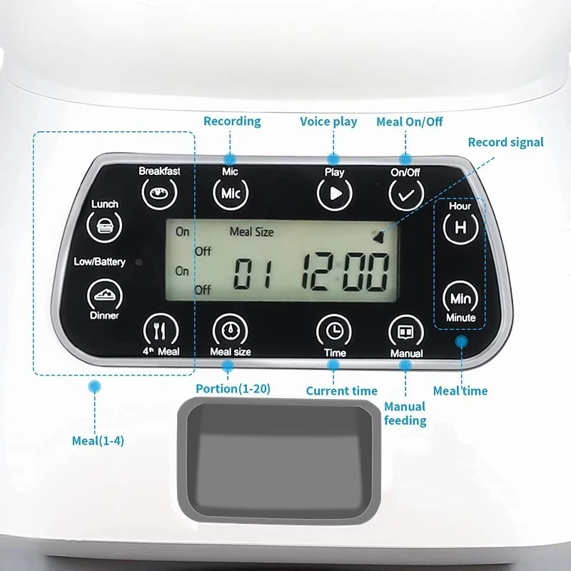 App Control WiFi Automatic Pet Feeder 3.5L Stainless Steel Food Dispenser With Voice Record For Cat Dog