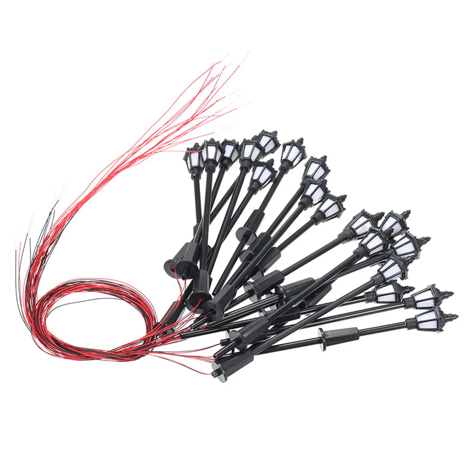 

20 шт. белых уличных фонарей для макетов, светильников для железных дорог, садов, игровых площадок, LED-ламп для освещения, масштаб 1:150, 65 мм