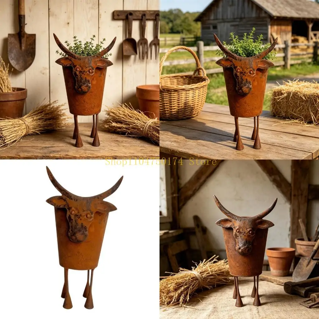 Horned Iron Vessel for Tabletop Styling and Gift Giving Iron Teapot Planter Top Sale