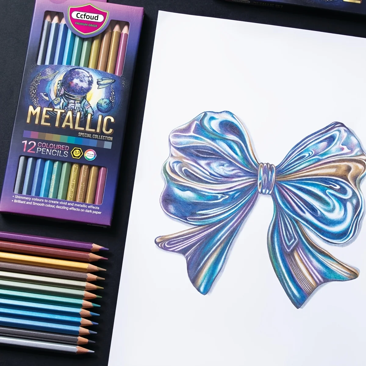 Immagine 7: Matite colorate metallizzate Ccfoud 12 colori per adulti da colorare