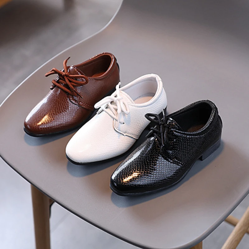 Children's Leather Shoes Spring Autumn School Shoes Boys Black Stage Versatile Non-slip Kids' Performance Uniform Flats Shoes