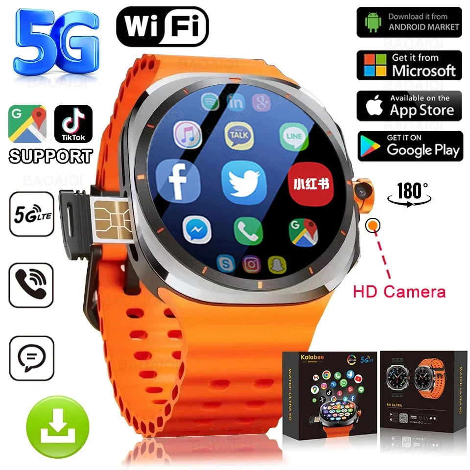 Watch 7 Ultra 스마트 워치 남성 화상 통화 스마트워치, 4G/5G SIM 카드, GPS 와이파이 회전 카메라, 글로벌 통화, 삼성 구글 맵