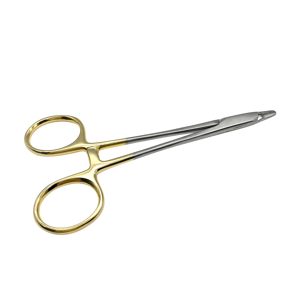 Gold Handle Straight Needle Holder Forceps, Braçadeiras de bloqueio, Pinça hemostática Ferramenta de beleza Micro instrumentos oftálmicos