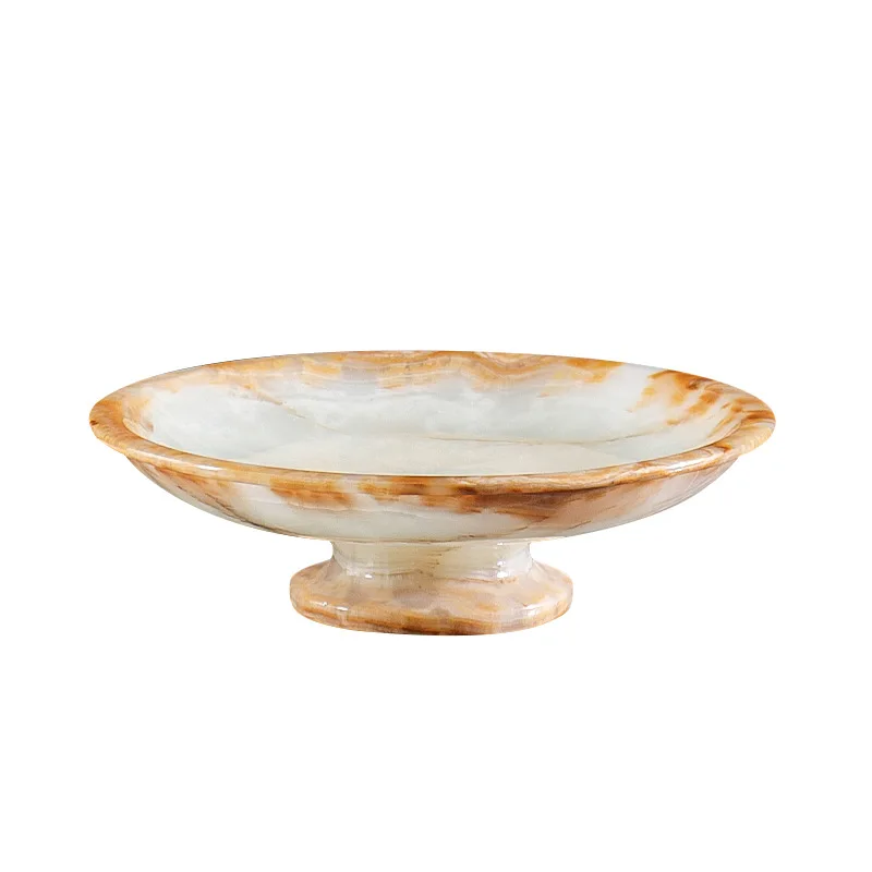 Natural jade fruit plate, meal plate, high-foot tray, light luxury home decoration, antique storage plate, homestay model room