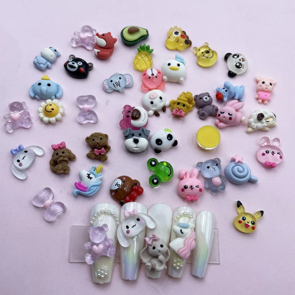 Resina Kawaii Pedrinhas para Nail Art Decoração, Desenhos Animados Frutas Encantos das Unhas, Flatback Jóias para Manicure Acessórios, DIY, fofo, 20Pcs