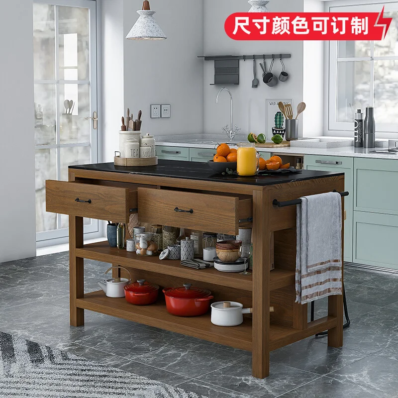 Movable Nakajima Taiwan, separate cooking table, rack, dining table, integrated open kitchen, bar, solid wood dining side cabine