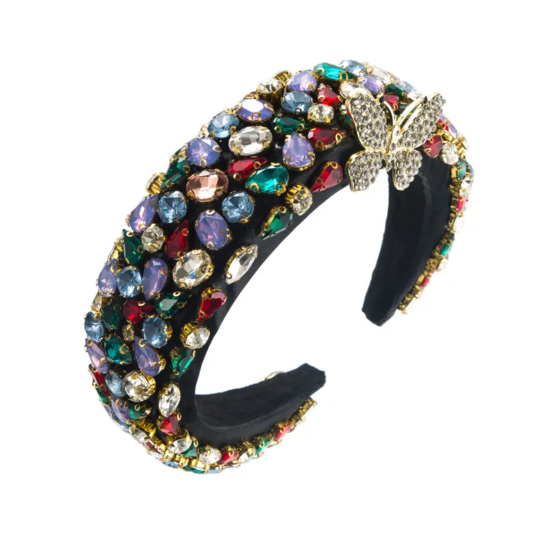 Heming Headband Heavy Industry Hair Accessories Fashion Full Glass Diamond Sponge High Cranium Top Headband Butterfly Premium He