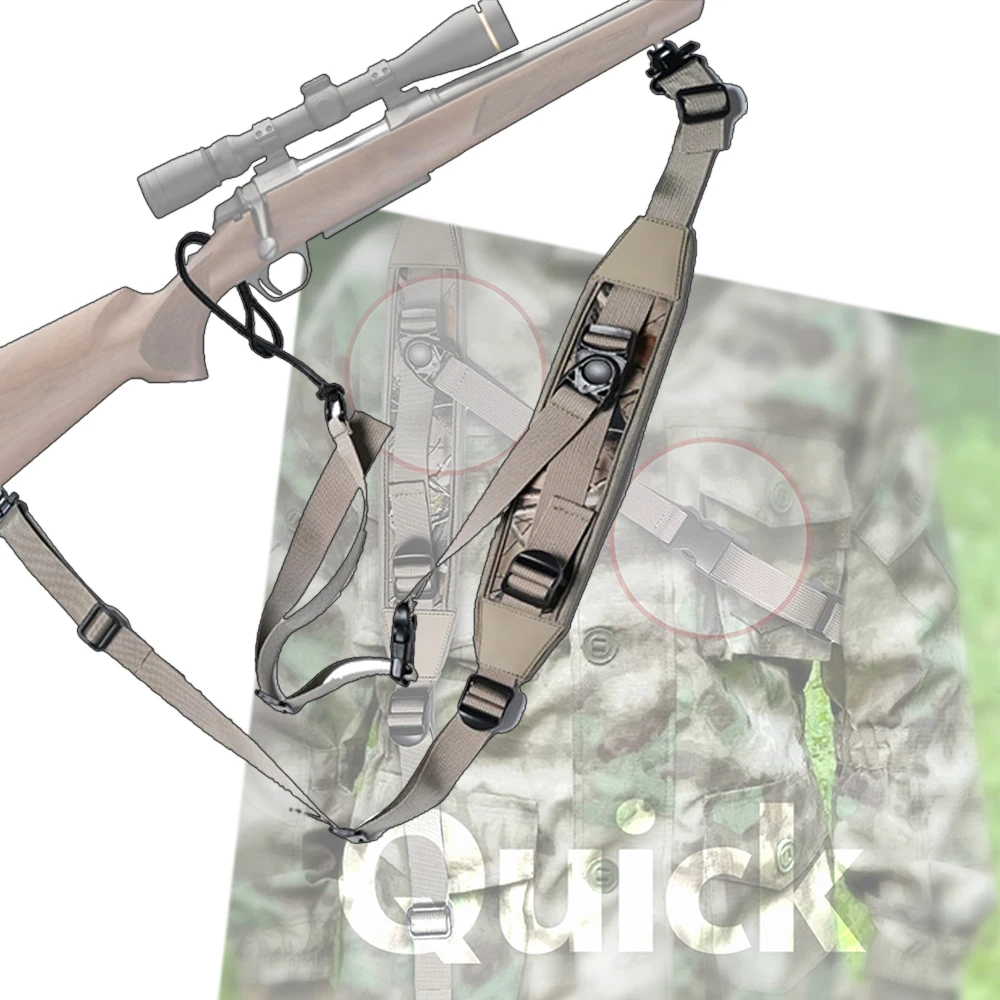 

Tactical Adjustable Hands-Free Rifle Sling Comfortable Shoulder Pad with Quick Release for CS Airsoft Shotgun Hunting Shooting