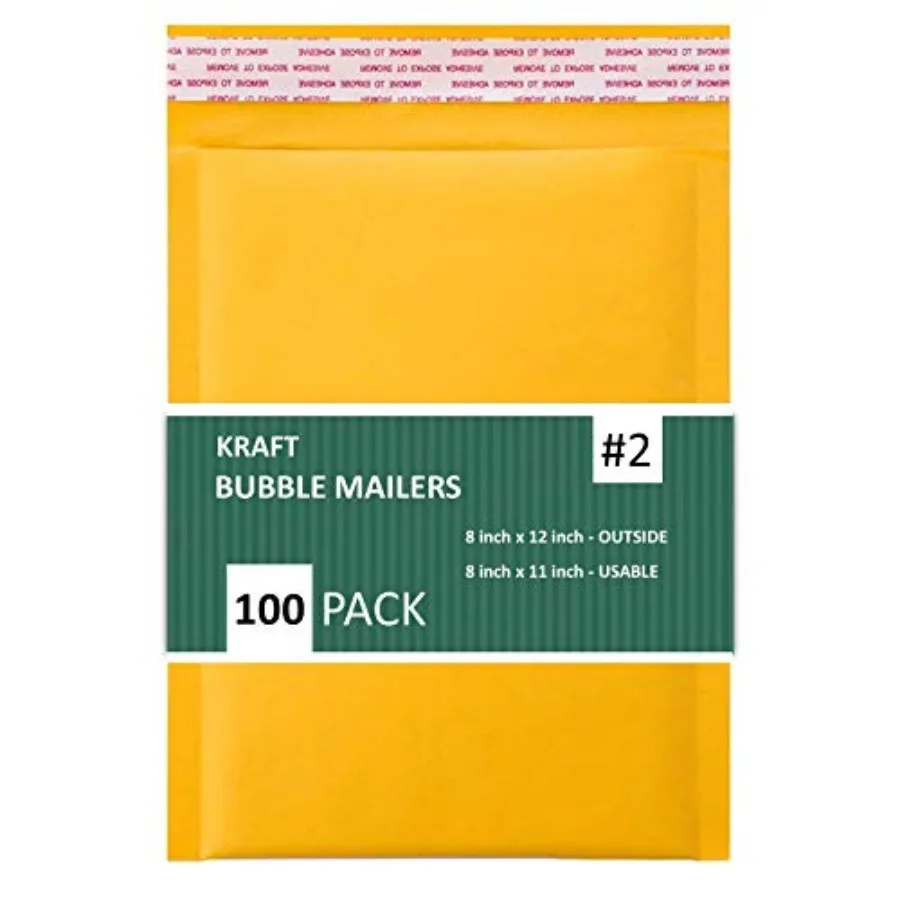 

#2 8.5x12 Inch Kraft Bubble Mailers Shipping Padded Envelopes 0, Gold KBM8512-100