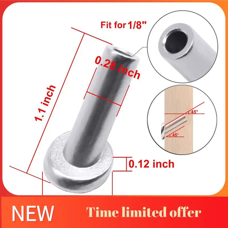 

ABHU 40 Pcs T316 Marine Grade 45 Degree Angle Bevel Protector Sleeves Wood Post Protector For Wire Rope Cable Railing