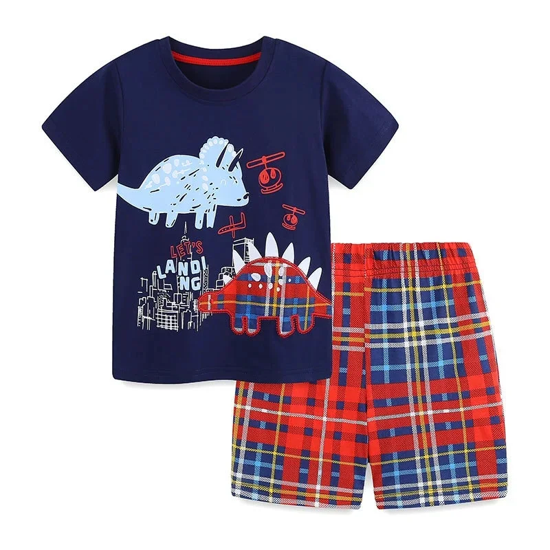 

Boys Girls Sports Set for Kids Dinosaur Shirt + Shorts T-shirt Boys Crane Tshirt Baby Boy Teen Clothes Fashion Summer The
