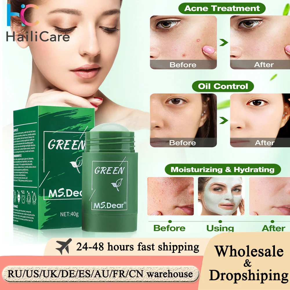 Deep Cleaning Face Mask Green Tea Oil Control Eggplant Remove Blackhead Mask Stick Moisturizing Anti-Acne Shrink Pores Skin Care