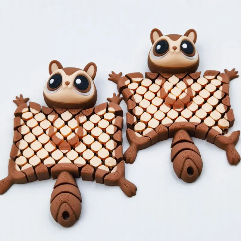Unique and Creatively Designed 3D Printed Articulated Flying Squirrel Keychain/Gliding Plane Figurine - Foldable and Portable - a Great Gift for Animal Lovers, a Stylish Collectible Decoration - Perfect for Holidays, Birthdays, and Collections