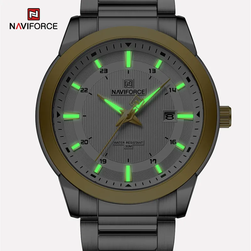 NAVIFORCE Brand New Fashion Casual Men Watch Stainless Steel Water Resistant Calendar Quartz Wristwatches Relogio Masculino 2023