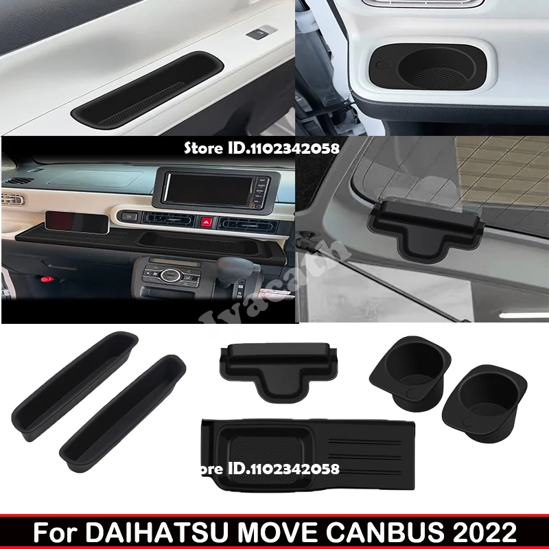 For Daihatsu MOVE CANBUS 2022 Interior Accessories Silicone Water Cup Co Pilot Tray Pads ABS Antenna Pocket Protection Cover