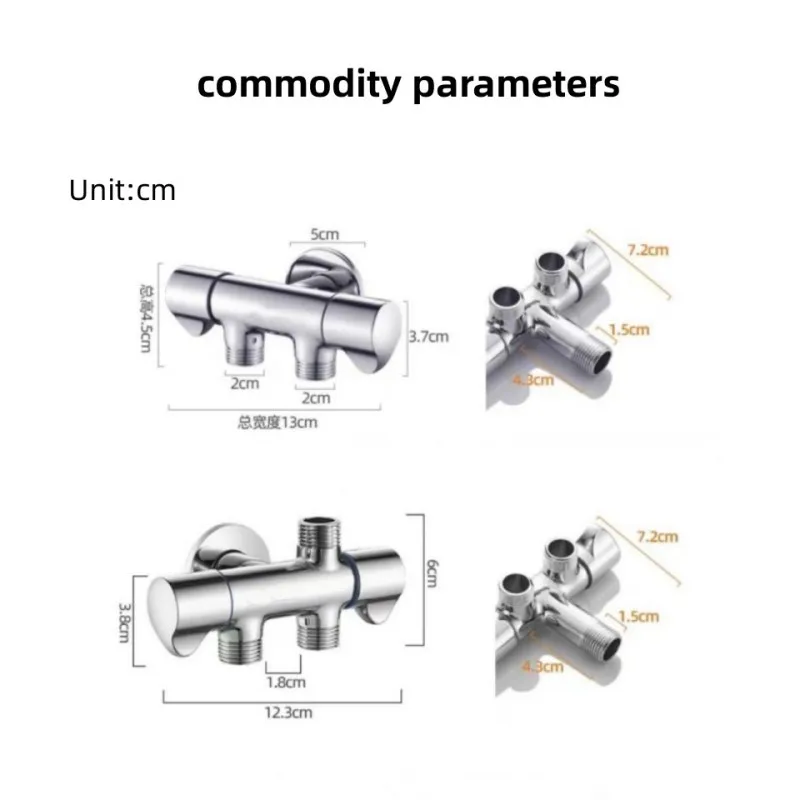 Bidet Spray Gun Set All Copper One In Two Out Three-way Up And Down Dual Control Switch Water Distributor Triangle Valve Faucet