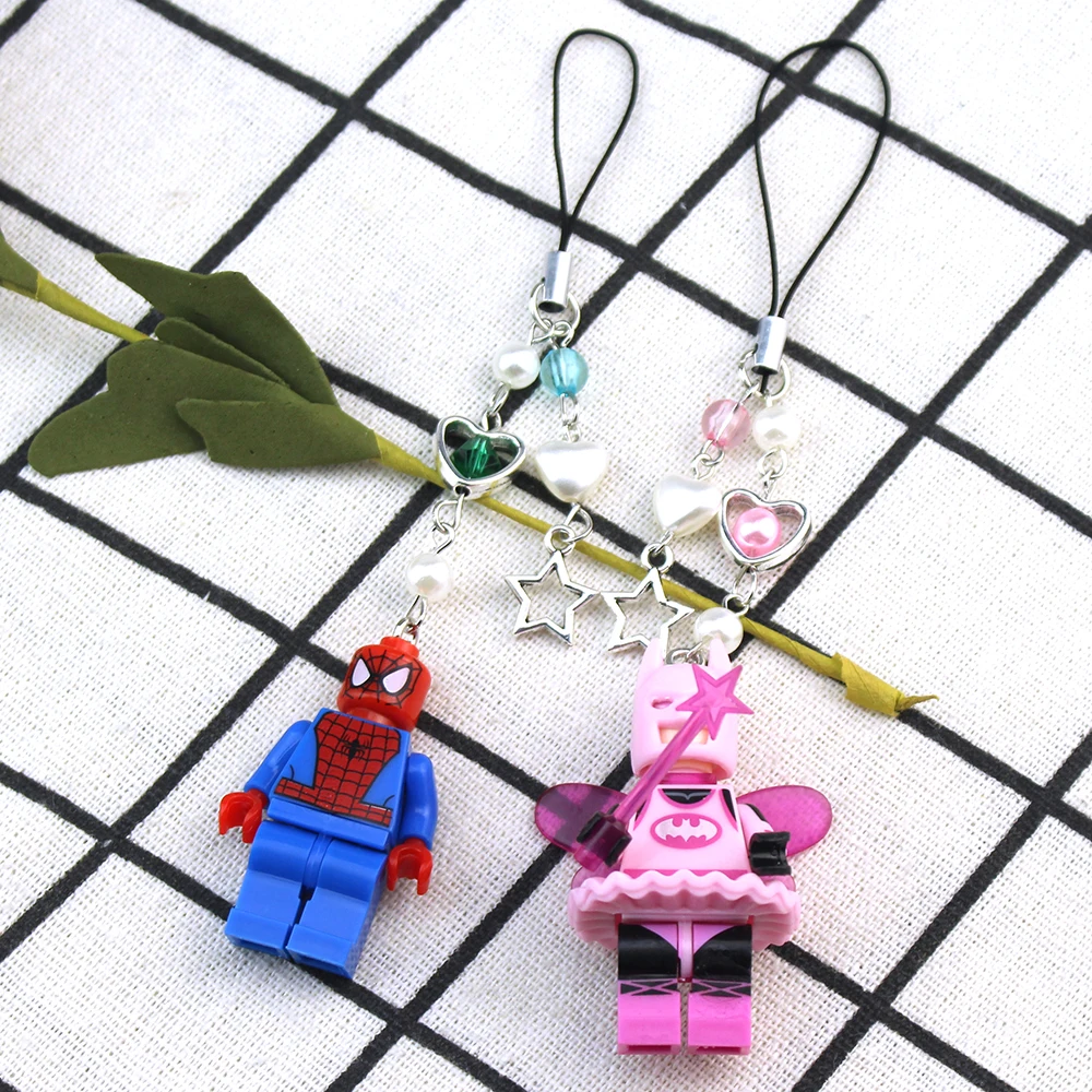 # Ręcznie robiona biżuteria Y2K, zawieszka do telefonu z postaciami 3D: wróżka, Batman, Spider-Man, personalizowany dodatek do plecaka, prezent dla niego.