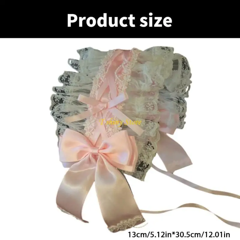 N58F Hairband Ruffled Lace and Bowknot Headband Punk Headdress for Women Girls