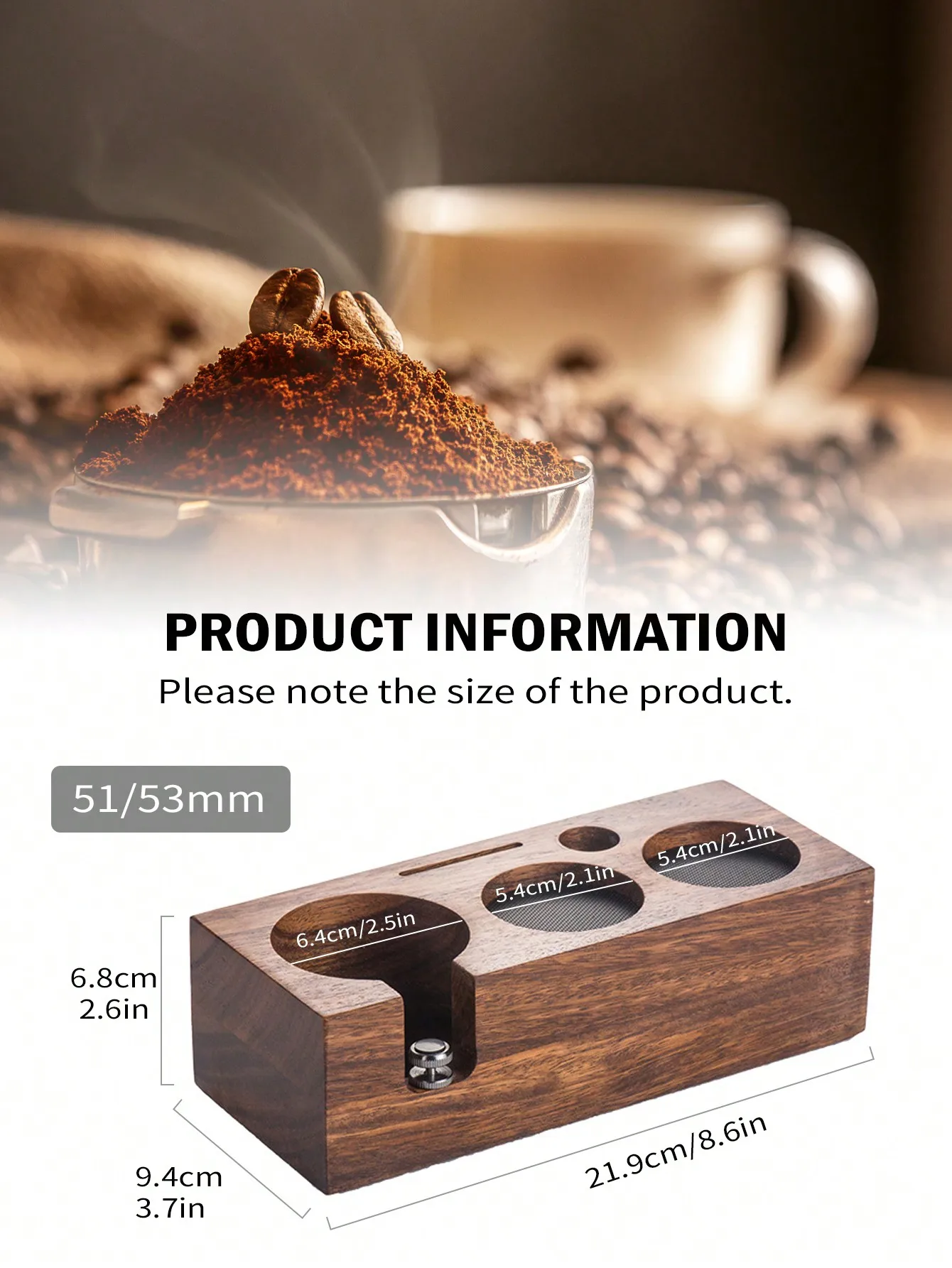 Leeseph Wood Coffee Tamper Holder Wooden Espresso Tamper Stand Tamper Station Wooden Base Anti-Slip Coffe Portafilter Holder