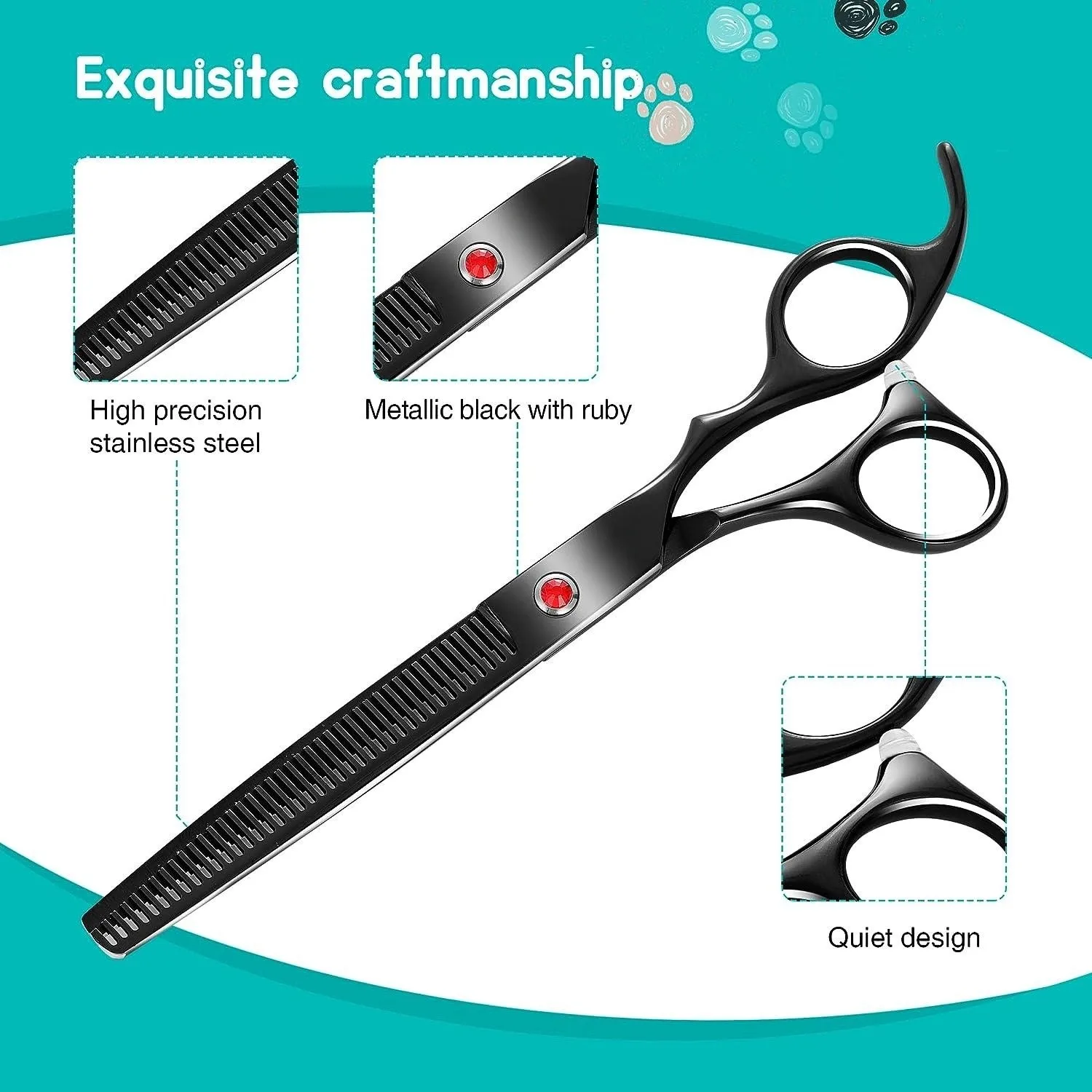 Thinning Dog Grooming Scissor,7.5Inch Dog Scissors with Safe Round Tips,Professional pet grooming Scissors Thinning Shears