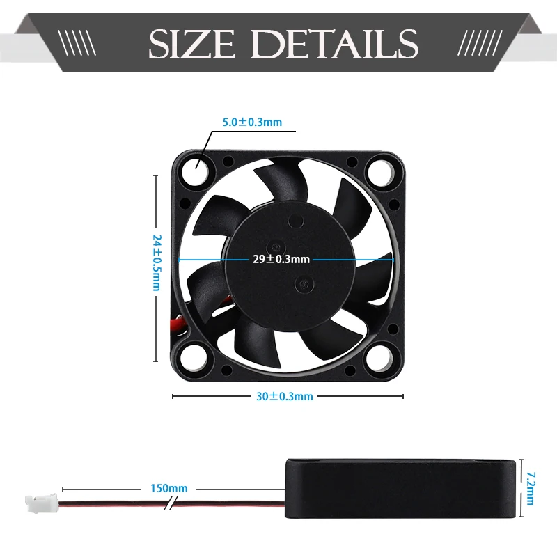 Gdstime 2 Pcs 3cm 30mmx30mmx7mm DC 5V 12V 30x7mm Brushless Cooler 2Pin 2.0 30mm x 7mm Mini Cooling Fan 30x30mm 3007 Sleeve