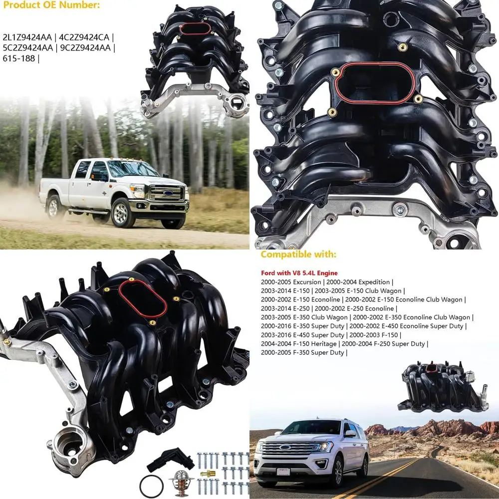 

Верхний впускной коллектор с прокладками, комплект термостата | Подходит для Ford Excursion Expedition E-150 Econoline Club Wagon E-250 E-350 E-450