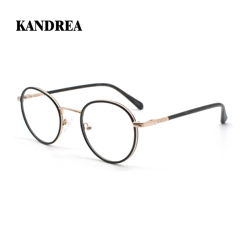 

KANDREA Ultralight Metal Round Glasses Frame Women Men Retro Classic Eyeglasses Optical Myopia Prescription Eyewear MF7750