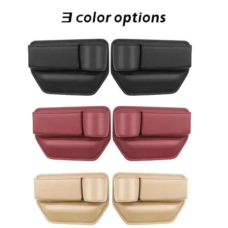 PU Leather Car Seat Gap Organizer Multifunction Console Crevice Filler Side Storage Box with Cup Holder Car Interior Storage Poc image 5
