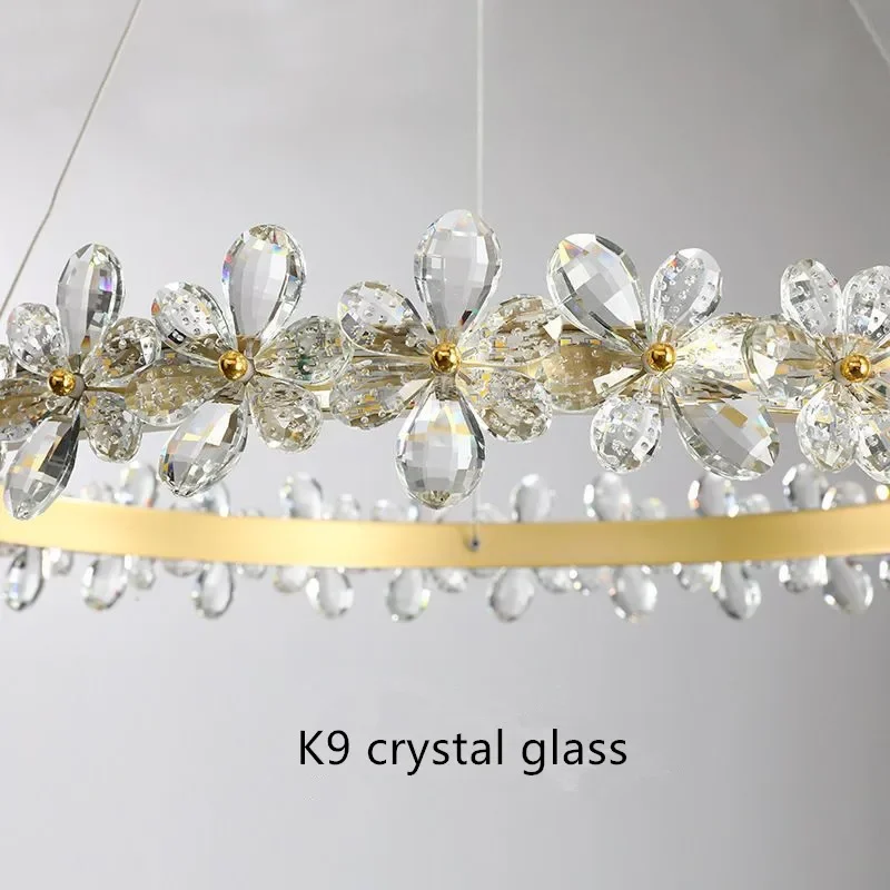 Imagem -06 - Crystal Chandelier Petal Ring Nordic Light Luxo Led Sala de Estar Personalidade Decoração do Lar k9