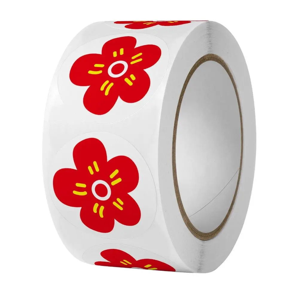 500pcs/roll Teacher Praise Little Red Flower Sticker Cute Envelope Decoration Sticker Kindergarten Children Stickers