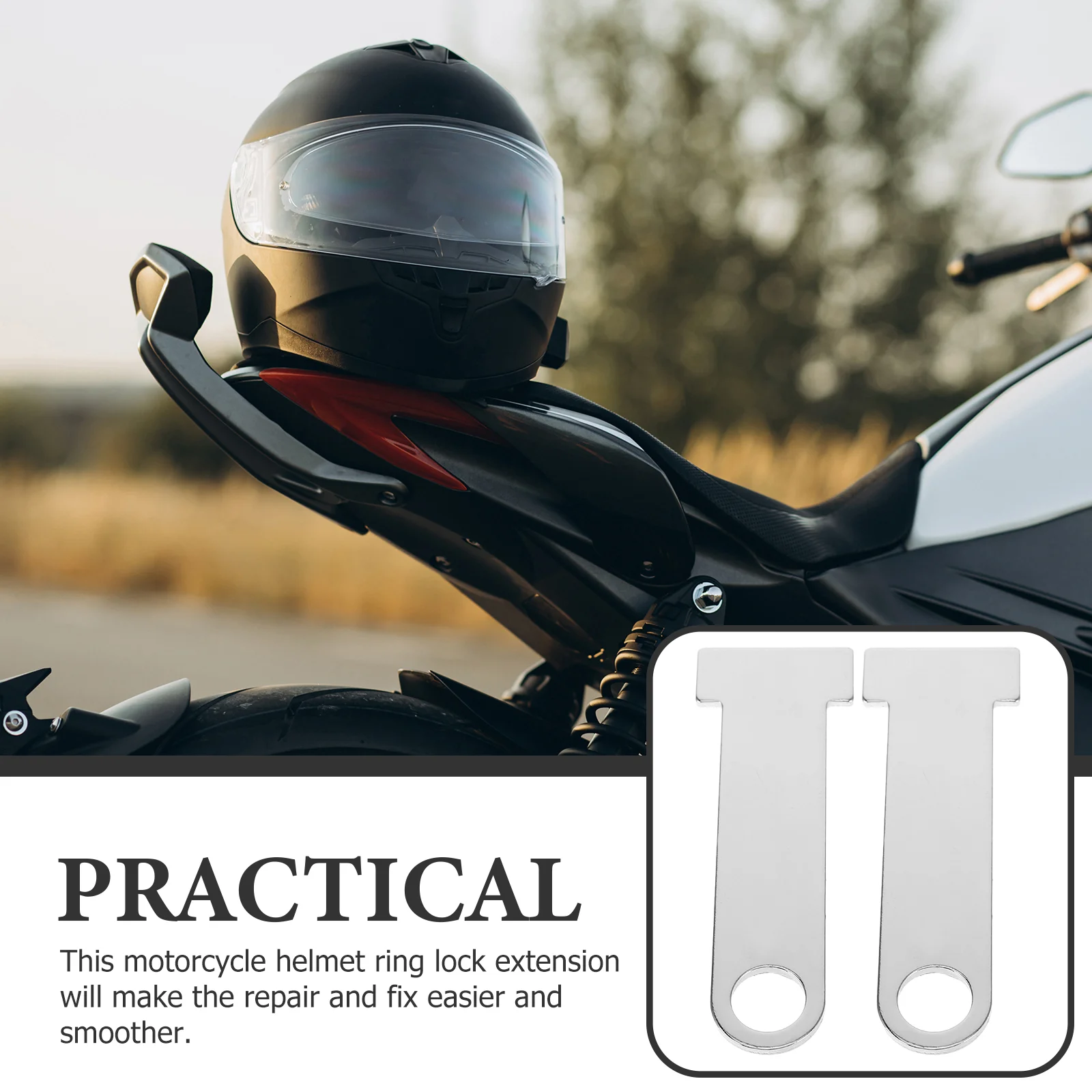 Lock Motorcycle Brackets Modification Accessory Strap Part Universal Mount Silver Ring Locks Extensions