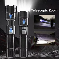 High Strong Power Led Flashlights 300000LM Tactical Torch with Display Light USB Charging Camping Fishing Defensa Zoom Lantern 3