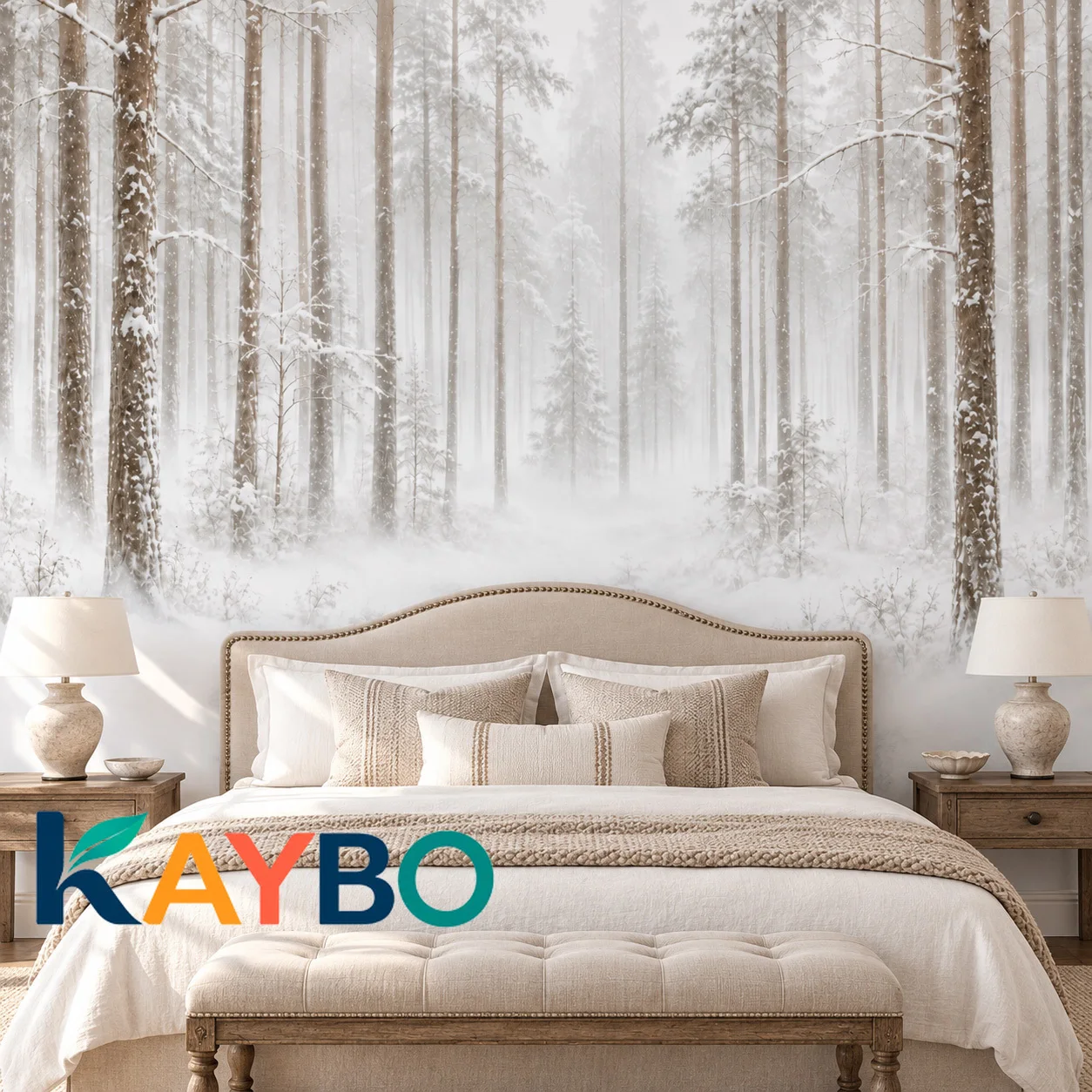 Forest Wallpaper Mural Snowy Winter Woodland Tree Scenery Wall Decor Bedroom Living Room Nature Landscape Non Self Adhesive Cozy