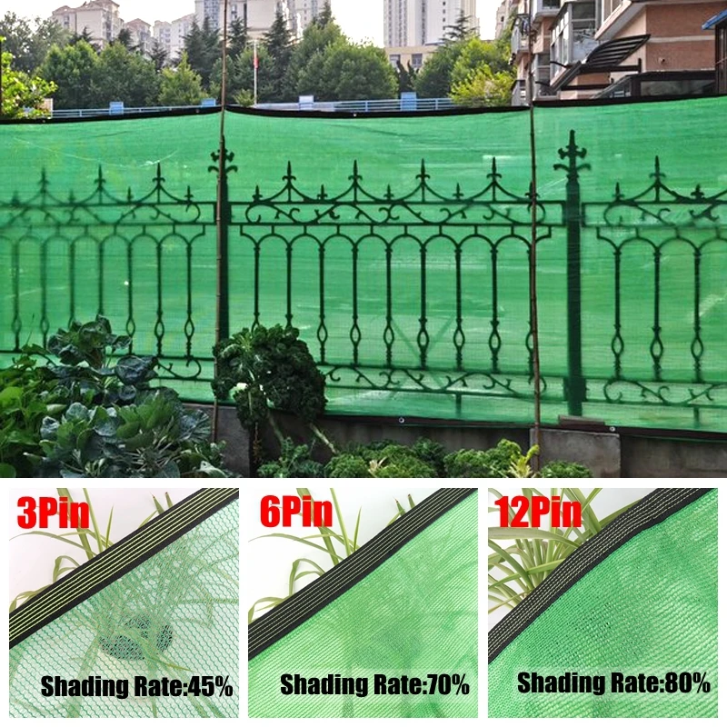 3/6/12PIN Green Sunshade Net Shading 40~85% Plant Greenhouse Cover Mesh Fence Privacy Screen Garden Sun Shed Outdoor Anti-UV