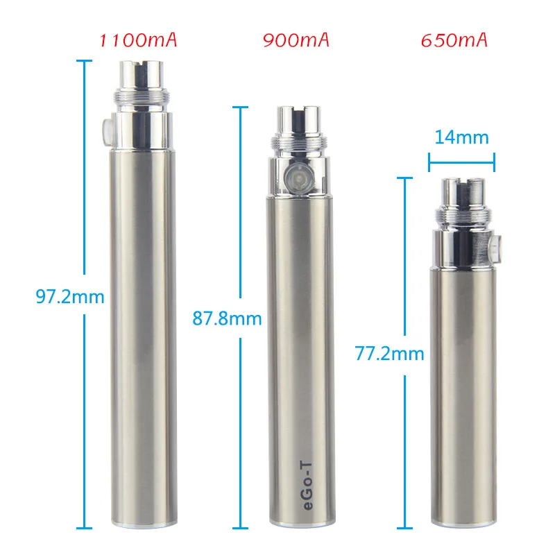 3pcs/lot eGo-T Battery Electronic E Cigarette Vape eVod Ego Thread Batteries for CE4 CE5 H2 K1 BVC Clearomizer Vaporizer Pen Kit