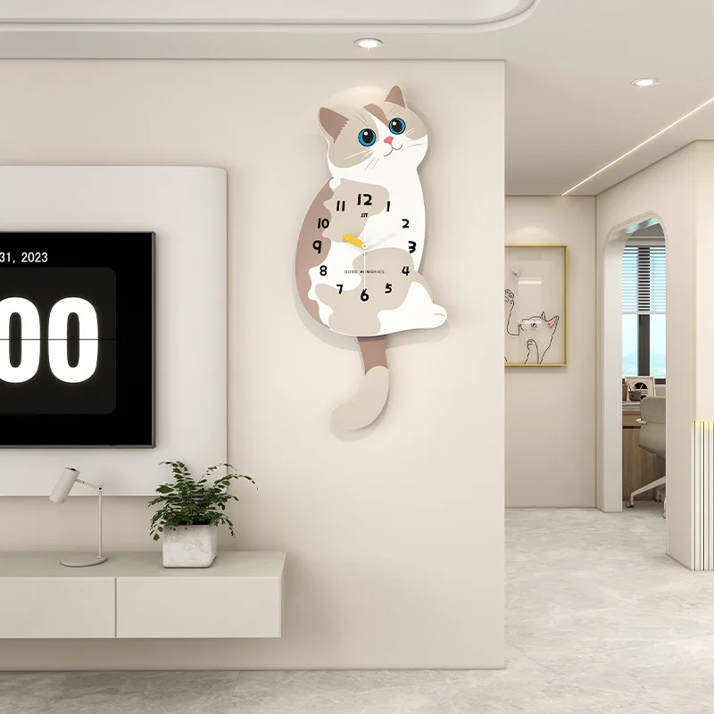 Creative wall clock, living room, no punching, home decoration clock, wall-mounted high-end modern simple silent clock