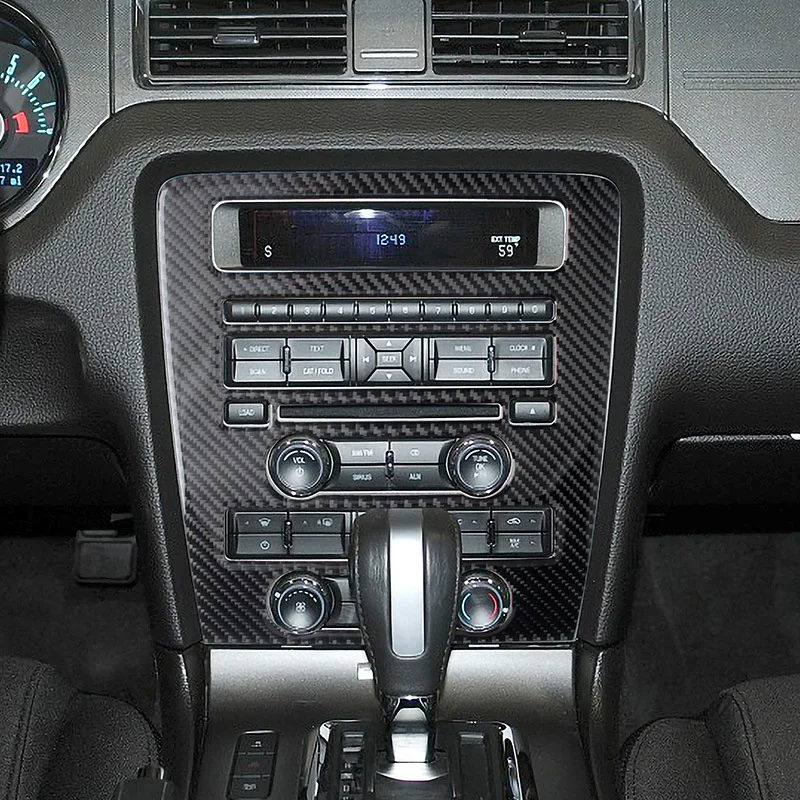 Fit For Ford Mustang Accsesories 2009-2014 Carbon Fiber Interior Sticker Decal Center Control CD Decoration Panel Trim Cover