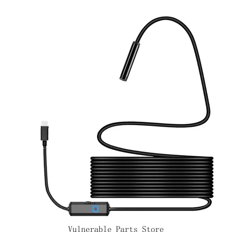 USB Endoscope Camera with 5m Guide Cable for Engine and Machine Viewing, Phone Screen Display, 6 LED Beads for Narrow Area DIY