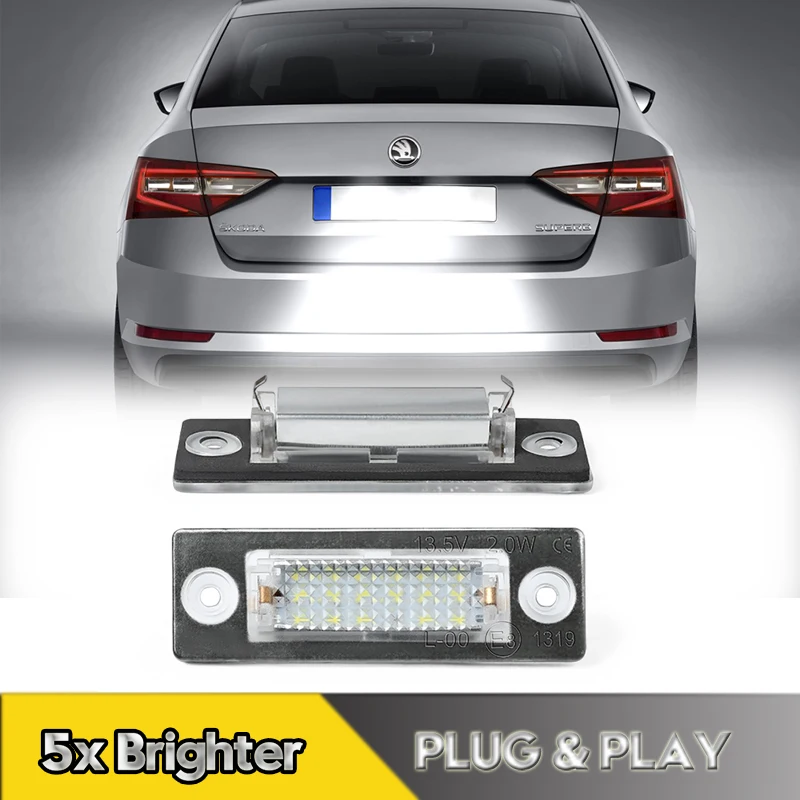 2Pc LED Number License Plate Light Lamp For VW Golf 5 Passat B5 B6 Caddy Touran Jetta Syncro Touran Skoda Superb Car Accessories