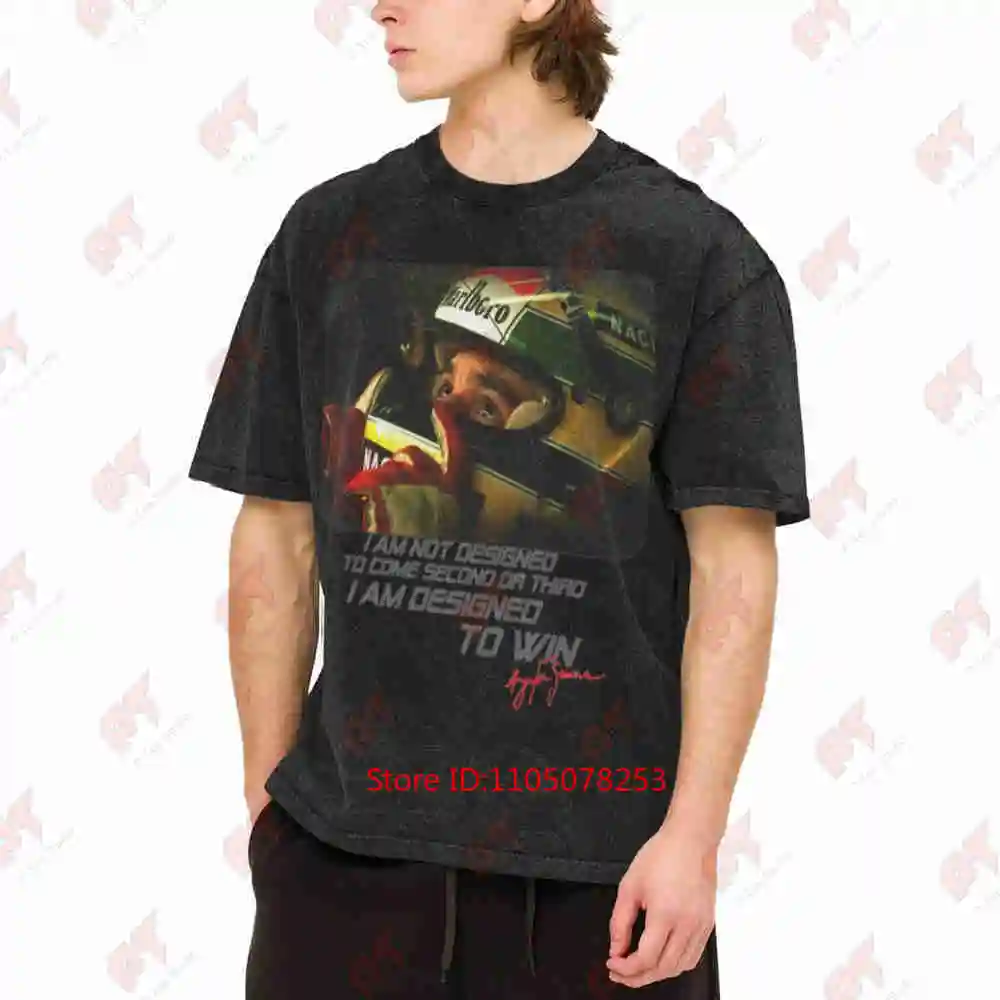 Ayrton Senna Vintage Washed Tee Pure Cotton T-Shirt