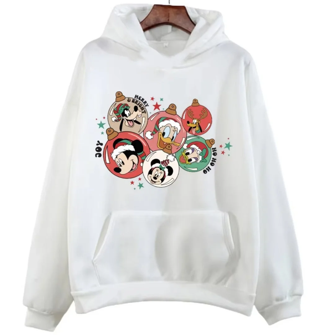 Sudadera con capucha con estampado navideño de Mickey Mouse y Pato Donald de Disney, sudadera Y2K versátil de algodón puro para primavera y otoño para hombres y mujeres