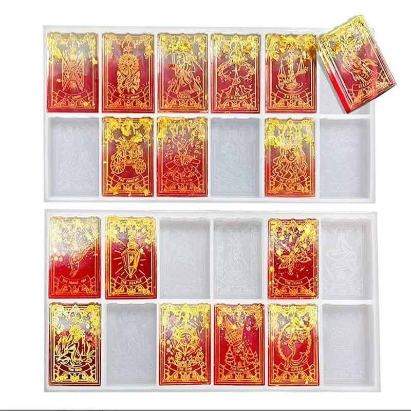 2 sets DIY Tarot Epoxy Resin Mold Witch Divination Prophecy Props Handmade Crystal Silicone Casting Mould Party Game Tools Craft