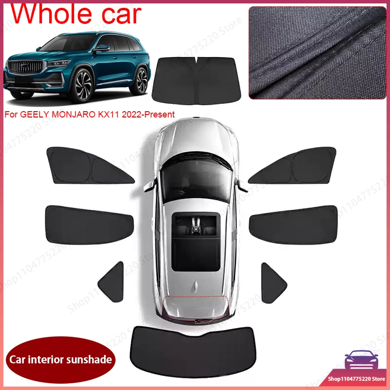 

Car Black Window Privacy Sunshade For GEELY MONJARO KX11 2022-2026 Auto Anti-UV Heat Insulation Protect Cover Interior Accessory